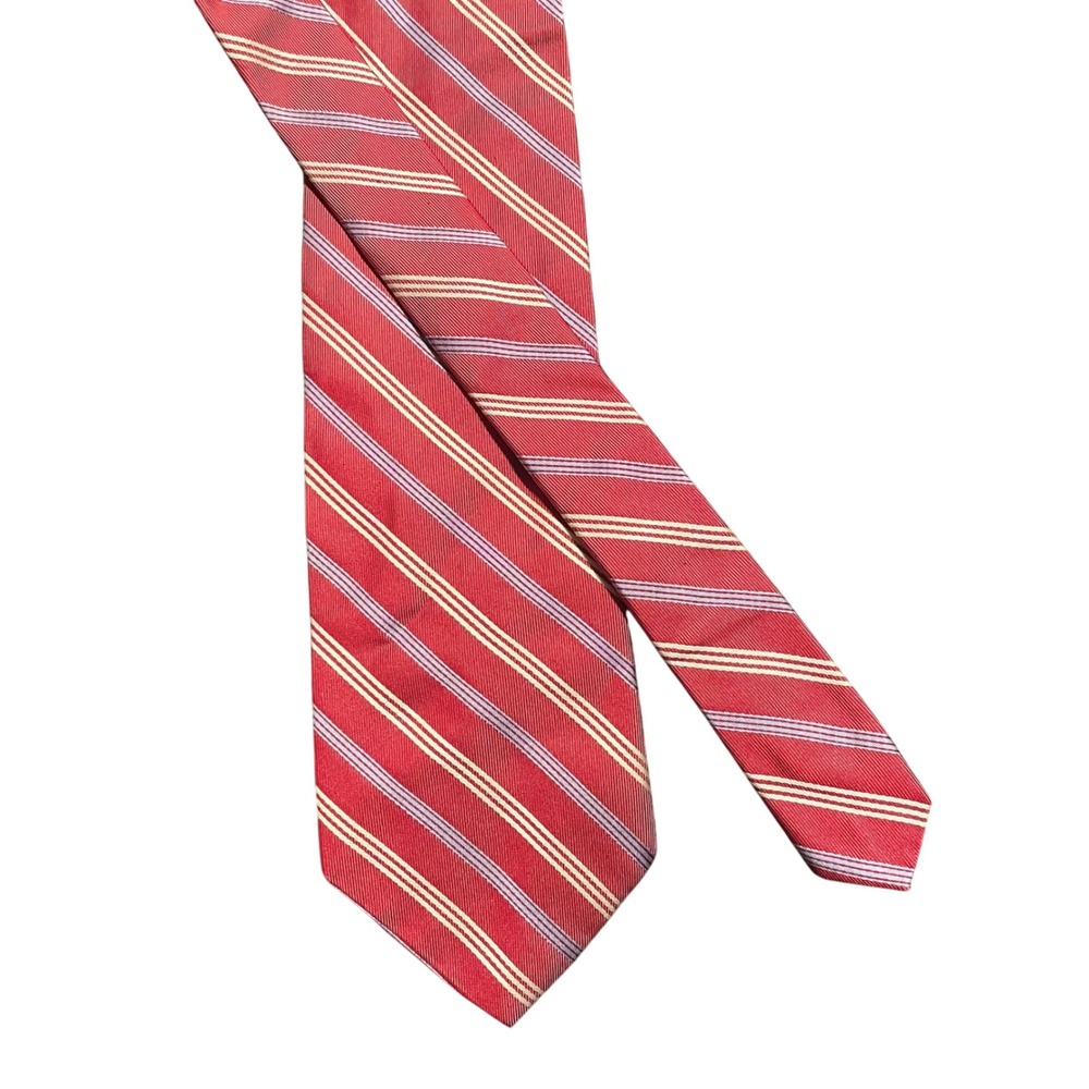 Brooks Brothers 346 Pure Silk Necktie‎ Striped Red Beige Blue Mens Fashion